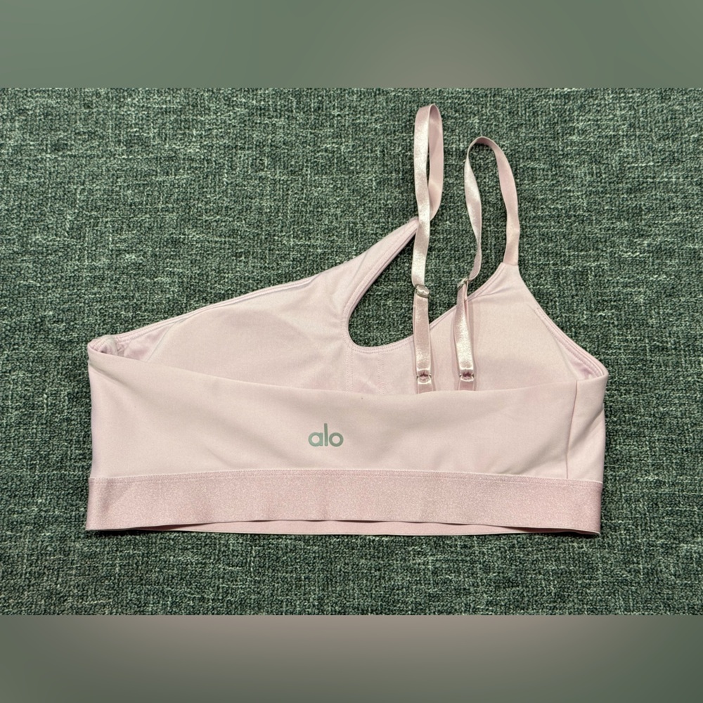 ALO YOGA Airlift All Nighter Sports Bra Sugarplum Pink sz Small One Shoulder - Picture 3 of 5